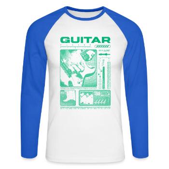 Guitariste Guitariste Rock Musicien streetwear - T-shirt baseball manches longues Homme - blanc/bleu royal - Devant - Nik (191cm)