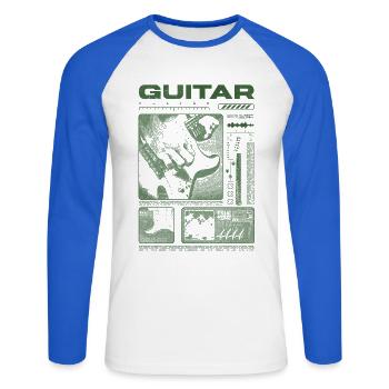 Guitar Player Rock Guitarist Streetwear Musician - Unisex Long Sleeve Baseball T-Shirt - white/royal blue - Front - Nik (191cm)