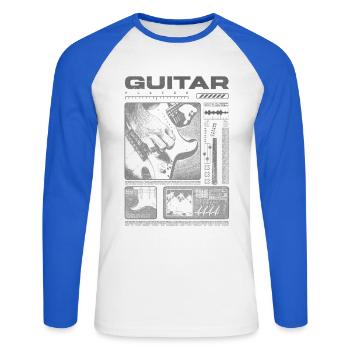 Guitariste Guitariste Rock Musicien streetwear - T-shirt baseball manches longues Homme - blanc/bleu royal - Devant - Nik (191cm)