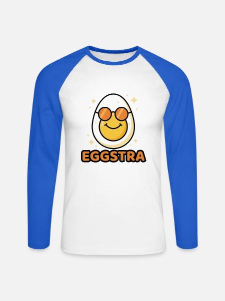 EGGSTRA Chill Mode Ei mit Sonnenbrille Ostern - Unisex Baseballshirt langarm - Weiß/Royalblau