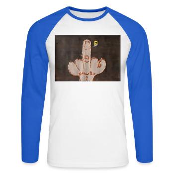 (ma) couronne - T-shirt baseball manches longues Homme - blanc/bleu royal - Devant - Nik (191cm)