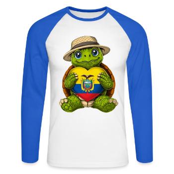 Tortue équatorienne - T-shirt baseball manches longues Homme - blanc/bleu royal - Devant - Nik (191cm)
