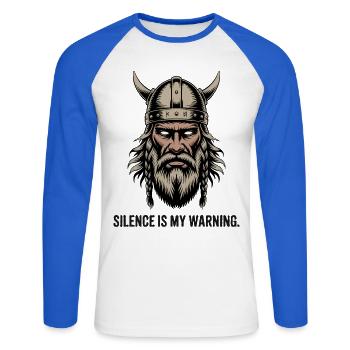 Légende viking viking marin Odin Raven Fighter - T-shirt baseball manches longues Homme - blanc/bleu royal - Devant - Nik (191cm)