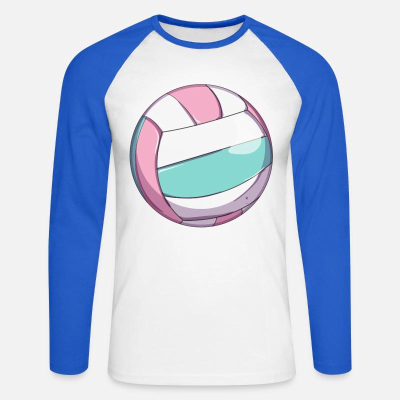 Pallavolo vintage - Maglia da baseball a manica lunga da uomo - bianco/blu royal