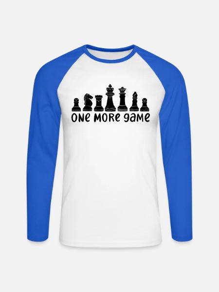 Schachritter Motiv – One More Game - Unisex Baseballshirt langarm - Weiß/Royalblau