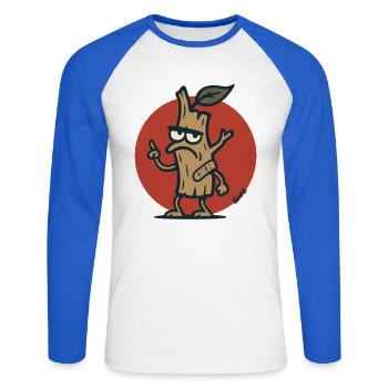 Grimmiger Baum Ast Baumstumpf mit Gesicht - Unisex Baseballshirt langarm - Weiß/Royalblau - Vorne - Nik (191cm)