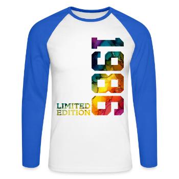 ÉDITION LIMITÉE 1986 40 ANS 40E ANNIVERSAIRE - T-shirt baseball manches longues Homme - blanc/bleu royal - Devant - Nik (191cm)
