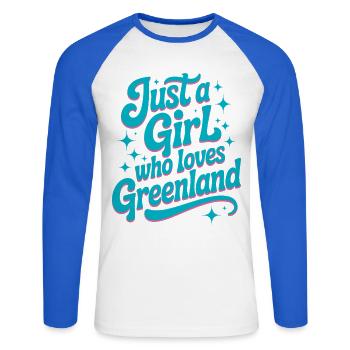 Juste une fille qui aime le Groenland Fan de Grönland - T-shirt baseball manches longues Homme - blanc/bleu royal - Devant - Nik (191cm)