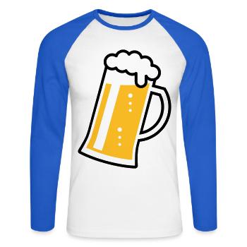 Maßkrug (bière / chope / verre à bière / R /// 2C) - T-shirt baseball manches longues Homme - blanc/bleu royal - Devant - Nik (191cm)