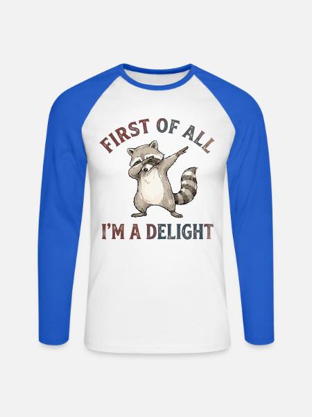 Waschbär, Lustiges Waschbär - Unisex Baseballshirt langarm - Weiß/Royalblau