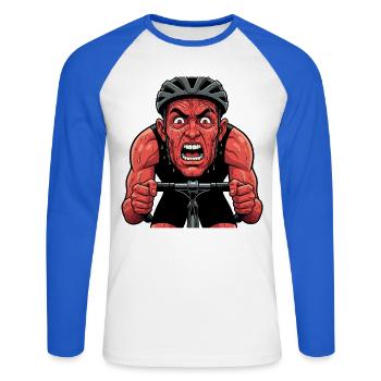 Fahrrad Rennrad Radfahrer Bikesport Mountainbike - Unisex Baseballshirt langarm - Weiß/Royalblau - Vorne - Nik (191cm)