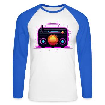 Retro Radio Retrowave - Unisex Long Sleeve Baseball T-Shirt - white/royal blue - Front - Nik (191cm)