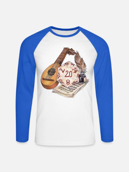 Rollenspiel Tabletop D20 Würfel Geschenk Barde - Unisex Baseballshirt langarm - Weiß/Royalblau