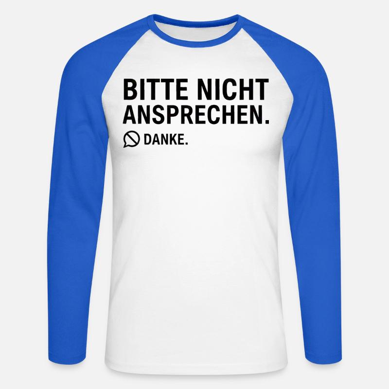 Bitte nicht ansprechen. Danke. | Introvertiert - Unisex Baseballshirt langarm - Weiß/Royalblau