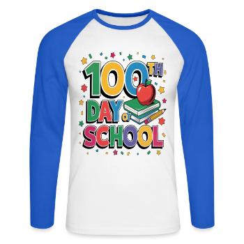100th Day of School Celebration - Unisex Baseballshirt langarm - Weiß/Royalblau - Vorne - Nik (191cm)