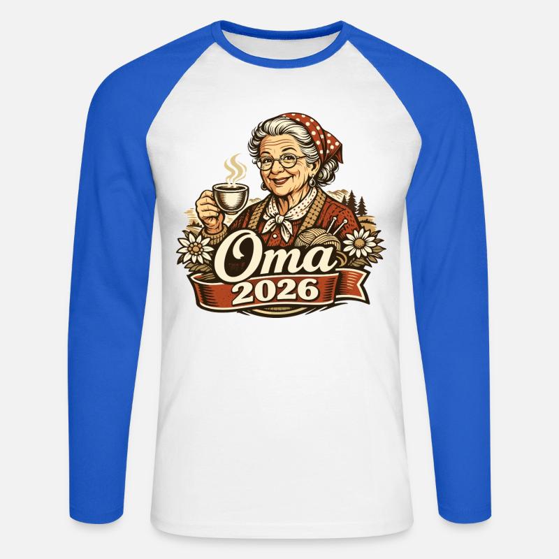 Oma 2026 Loading Geschenk Enkelkind  - Unisex Baseballshirt langarm - Weiß/Royalblau