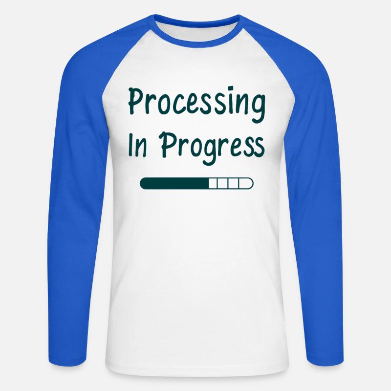 Processing In Progress Ladebalken Statement - Unisex Baseballshirt langarm - Weiß/Royalblau
