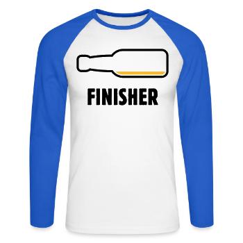 Finisher (beer / beer / beer drinker / POS 2C) - Unisex Long Sleeve Baseball T-Shirt - white/royal blue - Front - Nik (191cm)