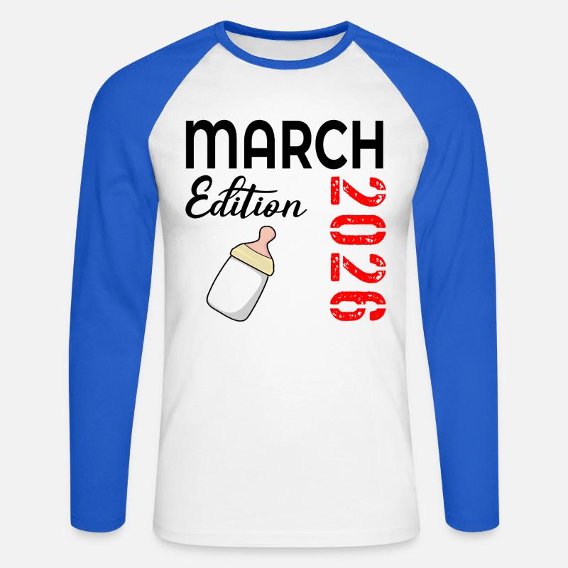 Baby marzo 2026 - Maglia da baseball a manica lunga da uomo - bianco/blu royal