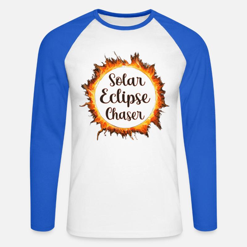 Solar eclipse chaser - Unisex Baseballshirt langarm - Weiß/Royalblau