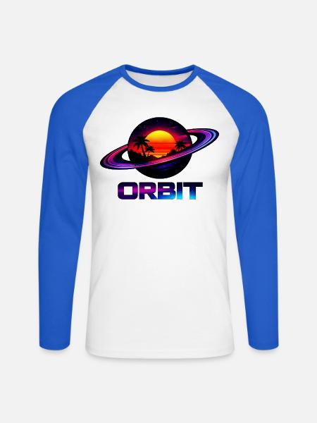 Geometrische Saturn-Umlaufbahn Retro Synthwave 80s - Unisex Baseballshirt langarm - Weiß/Royalblau