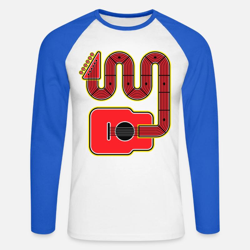 Chitarra Red Abstract Shape - Maglia da baseball a manica lunga da uomo - bianco/blu royal