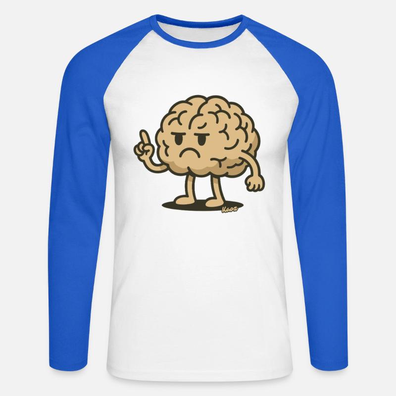 Figura cerebrale con indice alzato - Maglia da baseball a manica lunga da uomo - bianco/blu royal