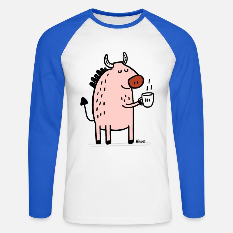 Animale Rosa con Corno e Coppa - Maglia da baseball a manica lunga da uomo - bianco/blu royal
