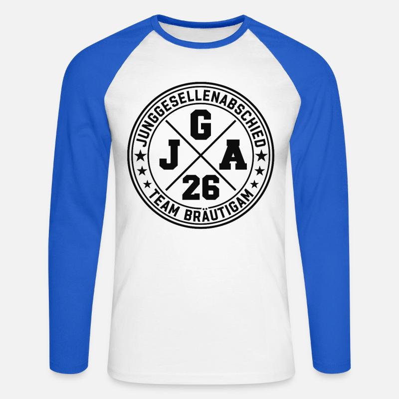 Addio al celibato 2026 Sposo della squadra - Maglia da baseball a manica lunga da uomo - bianco/blu royal