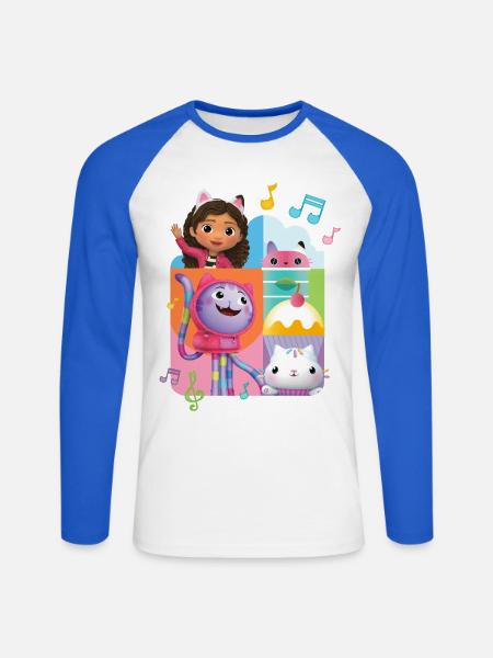 Gabby's Dollhouse Gabby Und Freunde - Unisex Baseballshirt langarm - Weiß/Royalblau