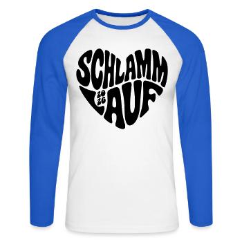 Schlamm Lauf 2026 - Schlammlauf 2026  - Unisex Baseballshirt langarm - Weiß/Royalblau - Vorne - Nik (191cm)