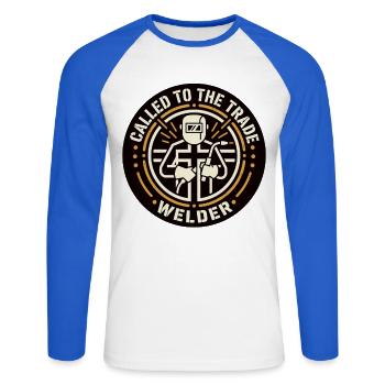Appelé au métier de soudeur Motiv - T-shirt baseball manches longues Homme - blanc/bleu royal - Devant - Nik (191cm)
