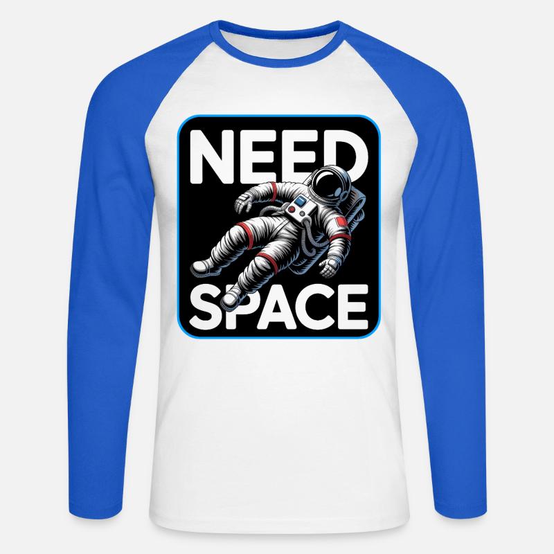 Serve astronauta spaziale - Maglia da baseball a manica lunga da uomo - bianco/blu royal