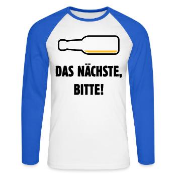 La prochaine chose, s’il vous plaît ! (Bière / Bière / Pourrie 2C) - T-shirt baseball manches longues Homme - blanc/bleu royal - Devant - Nik (191cm)