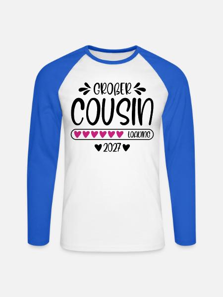 Großer Cousin 2027 loading Herzchen Ladebalken - Unisex Baseballshirt langarm - Weiß/Royalblau