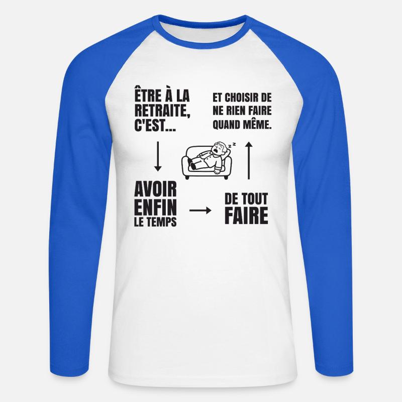 Die Kunst des Nichtstuns (schwarzer Text) - Unisex Baseballshirt langarm - Weiß/Royalblau