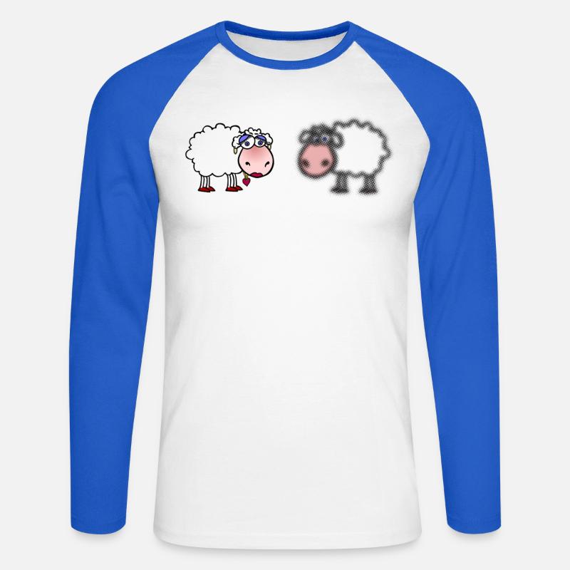 Pecore / Pecore | Gioco di parole - Maglia da baseball a manica lunga da uomo - bianco/blu royal