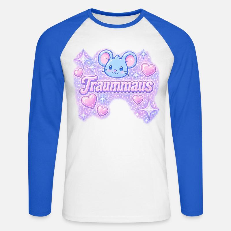 Dream mouse / design Y2K - Maglia da baseball a manica lunga da uomo - bianco/blu royal