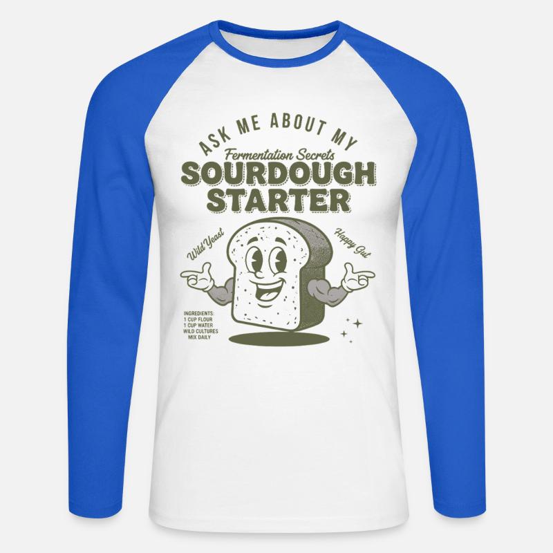 Sauerteig Starter Brot Backen Bäcker Sauerteig - Unisex Baseballshirt langarm - Weiß/Royalblau