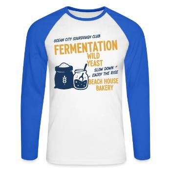 Sourdough Bread Baking Baker Sourdough Starter Jar - Unisex Baseballshirt langarm - Weiß/Royalblau - Vorne - Nik (191cm)