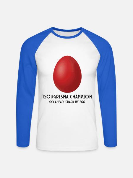 Griechischer Oster-Tsougrisma-Champion - Unisex Baseballshirt langarm - Weiß/Royalblau