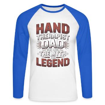 Hand Therapist Dad The Idol The Physical Therapist - Unisex Baseballshirt langarm - Weiß/Royalblau - Vorne - Nik (191cm)
