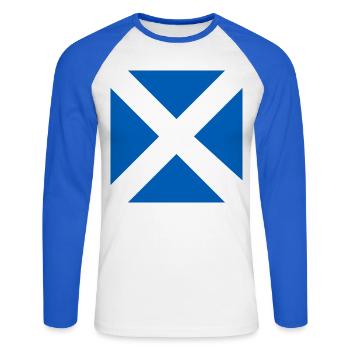 Show off your colors – Scotland - Unisex Long Sleeve Baseball T-Shirt - white/royal blue - Front - Nik (191cm)