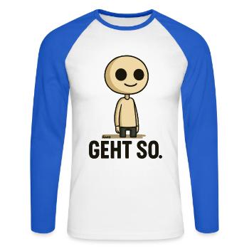 Geht so Cartoon Minimal - Unisex Baseballshirt langarm - Weiß/Royalblau - Vorne - Nik (191cm)