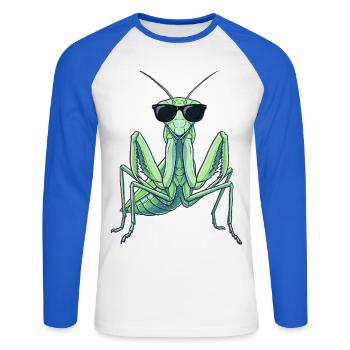 Praying Mantis Kung Fu Martial Arts - Unisex Long Sleeve Baseball T-Shirt - white/royal blue - Front - Nik (191cm)