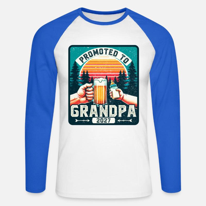 Werdender Opa 2027 loading zukünftiger Großvater - Unisex Baseballshirt langarm - Weiß/Royalblau
