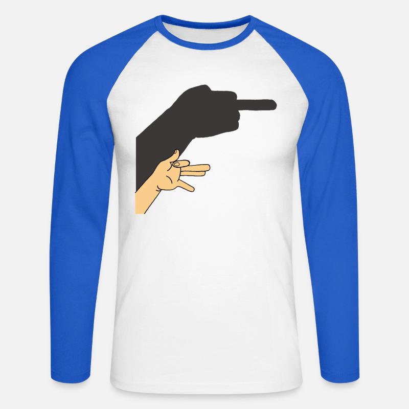 Schatten eines Hundes oder nicht - Unisex Baseballshirt langarm - Weiß/Royalblau