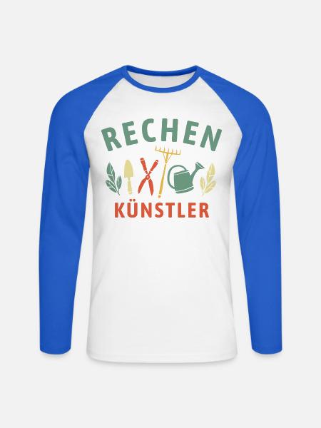 Rechen Künstler - Retro Gärtner Natur - Unisex Baseballshirt langarm - Weiß/Royalblau