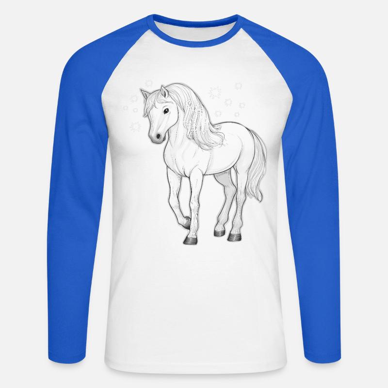 Cavallo con stelle - Maglia da baseball a manica lunga da uomo - bianco/blu royal