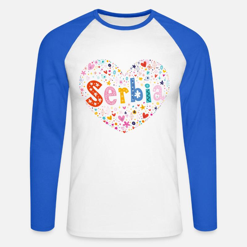 Cuore della Serbia - Maglia da baseball a manica lunga da uomo - bianco/blu royal